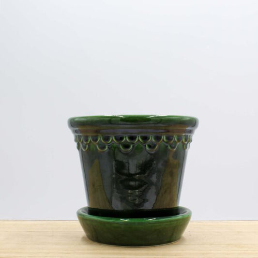 Copenhagen Terracotta Pot and Saucer – Emerald 12cm