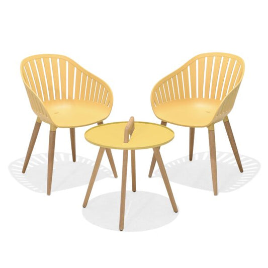 Nassau Round Coffee Table & Chair Set – Honey